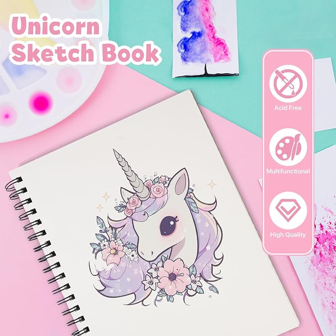 conda 8.5 x 11 Inch Sketchbook, Top Spiral Bound Sketch Pad, 100 Sheets (68 lb/100 GSM), Durable Acid-Free Sketch Paper, Drawing and Sketching Paper for Kids Adult Beginners