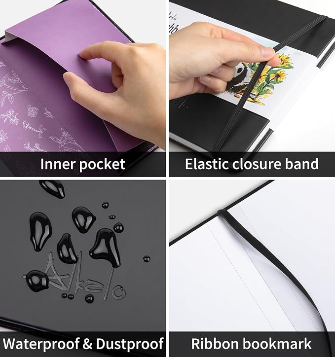 Sketchbook for Drawing, 120 Pages Sketch Book, 122LB/180GSM Thick Paper | Mixed Media Sketchbook for Charcoal Pencil, Inks Pen, Colored Pencil, Acrylic Marker, Oil Pastel