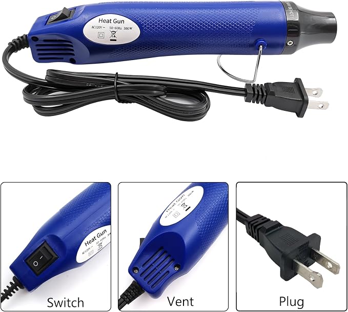 Heat Gun, Mini Hot Air Gun for DIY Crafts Portable Heat Air Gun Tool for Embossing Shrink Wrapping Drying Paint | DIY Crafts, Portable, Embossing, Shrink Wrapping, Drying Paint