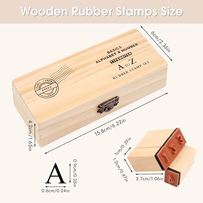 42 Pcs Letter Stamps, Rubber Alphabet Stamps for Scrapbooking | Small Wooden Scrapbooking Stamps Number and Symbol Stamp Set for DIY Crafts, Card Making, Scrapbook Supplies