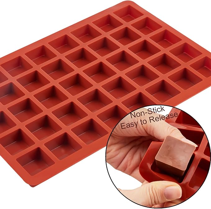 JOERSH Square Silicone Caramel Hard Candy Molds, 2 Pack, 1.2" x 1.2" x 0.7"