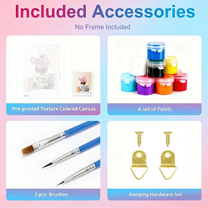 Gemozaic Fashion Woman Paint by Numbers Kit for Adults Beginners, Unframed | Pink Bow Easy Paint by Number for Adult, Elegant Lady DIY Acrylic Painting by Number for Home, Wall Decor, Gift, 12 x 16 IN