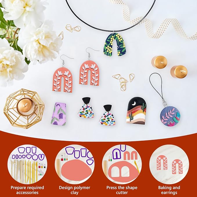 IGaiety Polymer Clay Kit for Kids, 110 Colors Oven Bake Clay | 245 Pcs Complete Modeling Clay Kit Soft & Easy to Shape for Jewelry Making, DIY Crafts, Creative Hobbies and Handmade Gifts