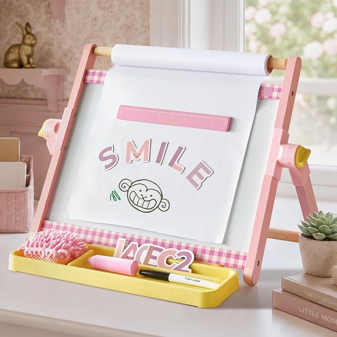 Tiny Land Tabletop Kids Art Easel, 5-Level Magnetic Drawing Board