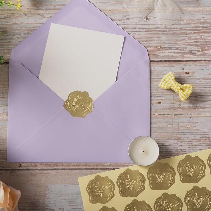 300 Pieces Embossed Gold Foil Stickers, Gold Olive Branch