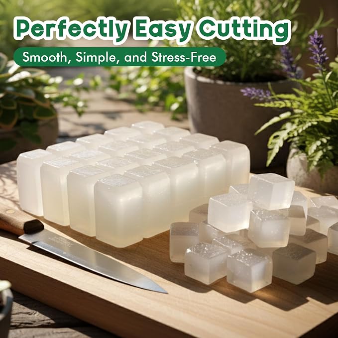 EDSRDRUS 10lb Unscented Melt and Pour Soap Base, Fragrance-Free Glycerin Soap Making Supplies for DIY Crafting – Smooth Melt, Rich Lather, Moisturizing (Transparent, 10 Pound)