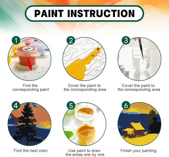 Framed Paint by Numbers Kit for Adults Beginner, Starry Night Easy Adult Paint by Number Kits on Canvas, DIY Acrylic Watercolor Landscape Oil Paint by Number for Adults for Home Decor Gift 8x12 Inch