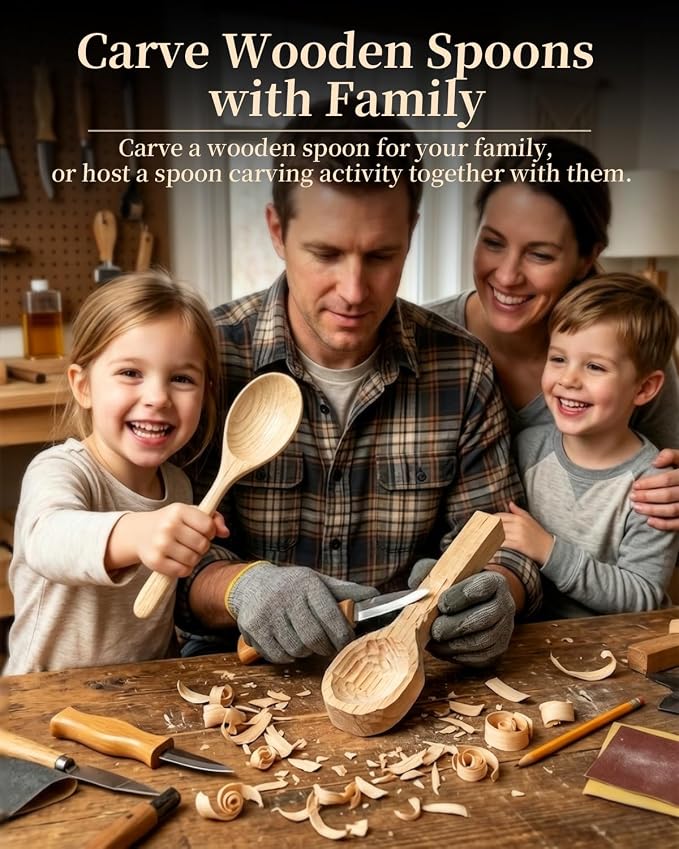Basswood Spoon Carving Blanks 4 Pack: Soft Wood Spoon Kit for Whittling