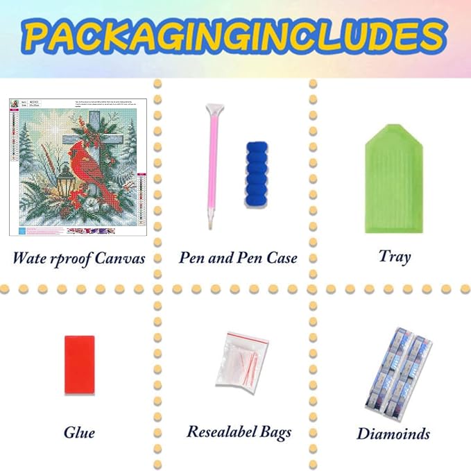 Lophomie Diamond Art Kits for Adults, 5D Cardinal Diamond Painting Kits