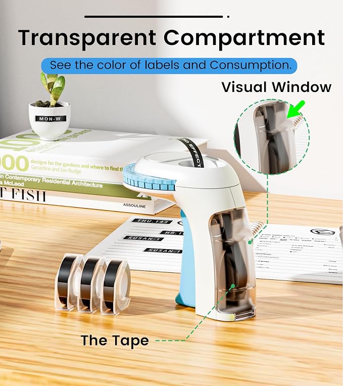 Embossing Label Maker Vintage Manual with 3 Rolls 3D Label Tapes