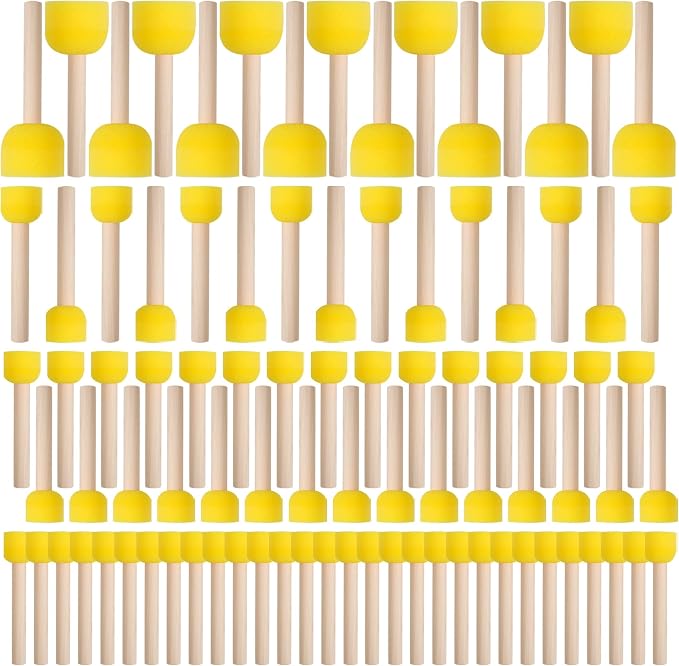 vivinin 90 Pcs Round Sponges Brush Set, Round Sponge Brushes for Painting, Paint Sponges for Acrylic Painting, Painting Tools for Kids Arts and Crafts (4 Sizes)