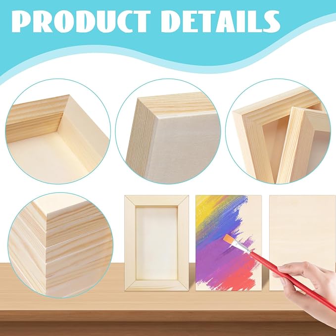 FSWCCK 10 Pack 4 x 6 inch Wood Panel Boards, Unfinished Wood Canvas Panels for Crafts, Painting Canvas, DIY Art Projects, Pouring, Arts Use with Oils, Acrylics