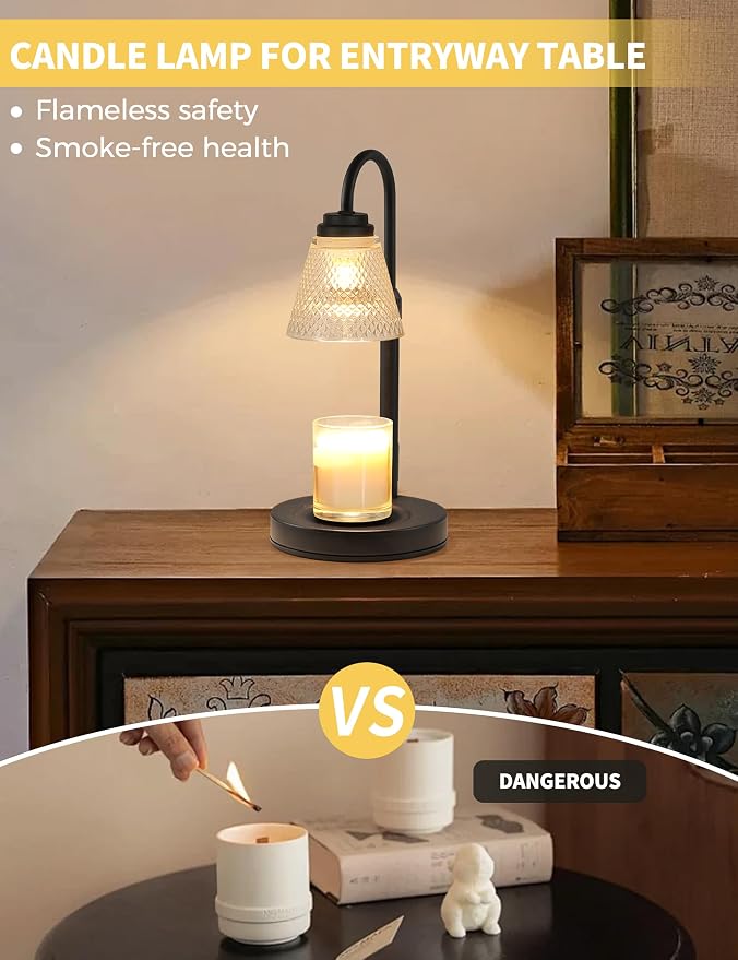 Candle Warmer Lamp with Timer Home Decor Birthday Gifts for Women Mom Her | Dimmable Candle Warmer for Jar Candles, Height Adjustable Wax Melt Warmer, Room Decor Desk Lamp, House Warming Gifts New Home