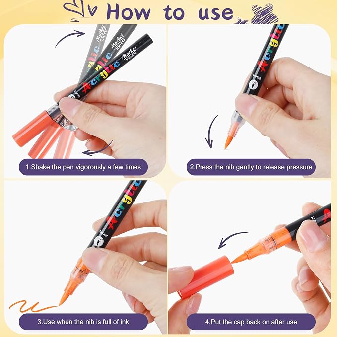 Artdone 12 Colors Nail Art Pens Set, 3D Quick-Drying Acrylic Paint Markers Nail Point Graffiti Dotting Drawing Liner Brush for DIY Gel Nail Polish Design Manicure Tools