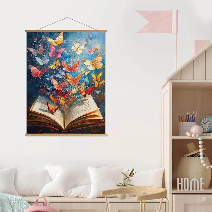 Baipisan Book Butterfly Diamond Art Painting Kits for Adults, Full Drill Diamond Dots Paintings for Beginners, Round 5D Paint with Diamonds Pictures Gem Art Painting Kits DIY Crafts Kits 12x16inch