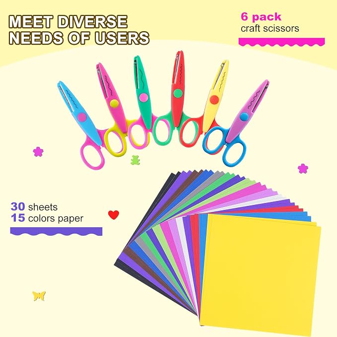 UCEC 36 Piece Crafting Set, Craft Scissors Decorative Edge, Craft Paper