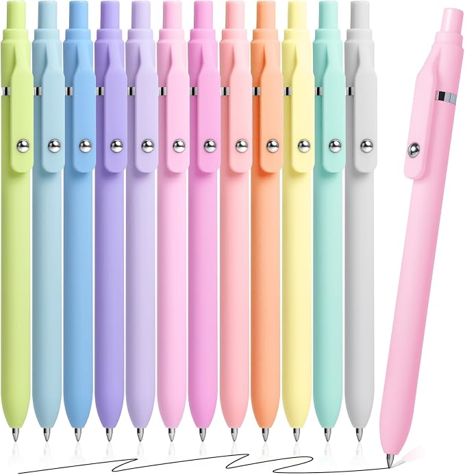 Fenmay Gel Pens, 12 Pcs 0.5mm Fine Point Aesthetic Pens, Quick Dry No Smudge, Smooth Writing Comfortable Grip Pen, Cute Black Ink Journaling Pens for School Supplies Office Desk Accessories
