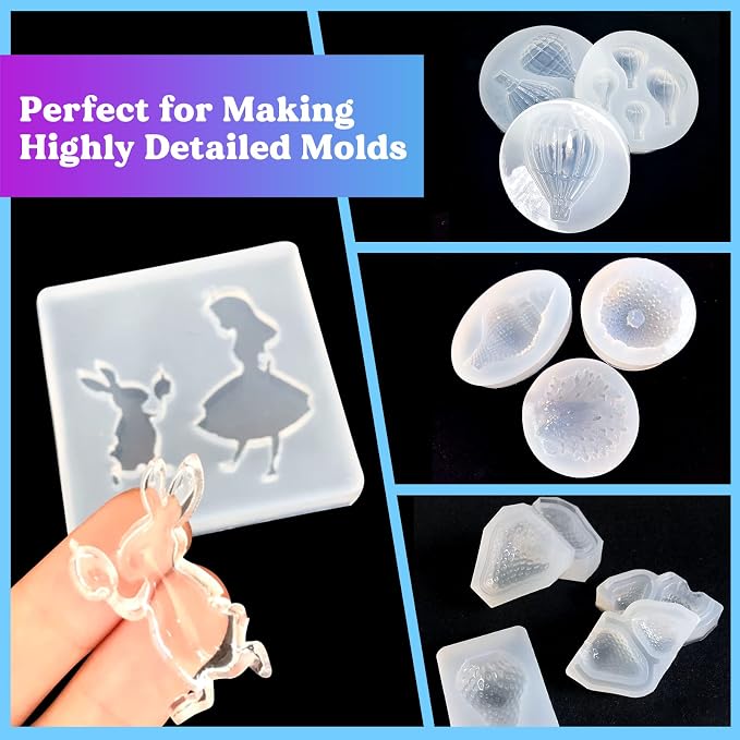 LET'S RESIN Silicone Mold Making Kit-Translucent Silicone Rubber 20oz | Non-Toxic Platinum Liquid Silicone-Super Elastic Molding Silicon-Ideal for 3D Mould,Resin Molds,Silicone Molds-4H Fast Cure