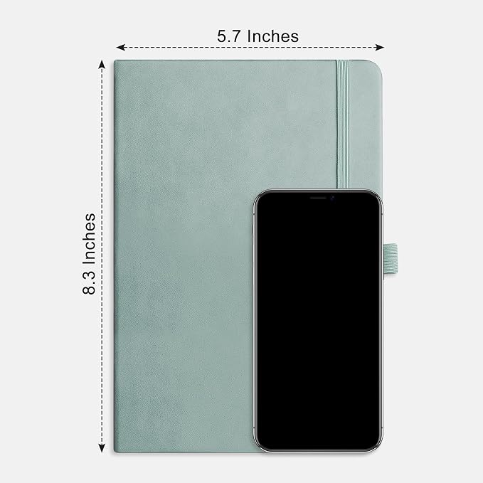 RETTACY Blank Journal Notebook, 192 Pages, A5 Medium Size (5.7'' x 8.3'') | Leather Hardcover, 100 GSM Thick Paper, for Sketching, Drawing, Painting (Blue-gray)
