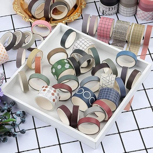100 Rolls Vintage Washi Tape Set, 0.4 & 1 Inch Widths