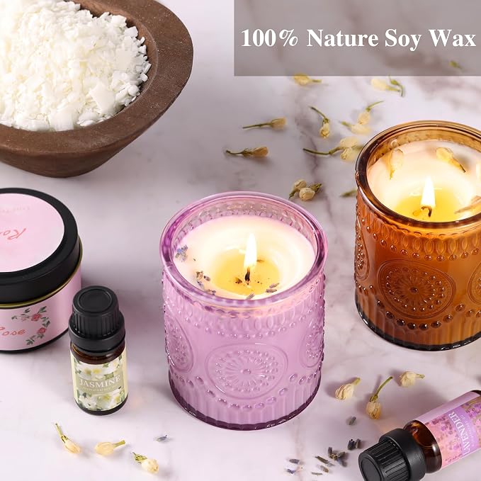 DARJEN Candle Making Kit for Adults, 8 Jars & Tins Soy Wax Scented DIY Set | 100% Soy Wax, 10oz Glass Jars, 4oz Tins, Cotton Wicks, Pleasant Scents, Instruction& More- Perfect as Home Decorations