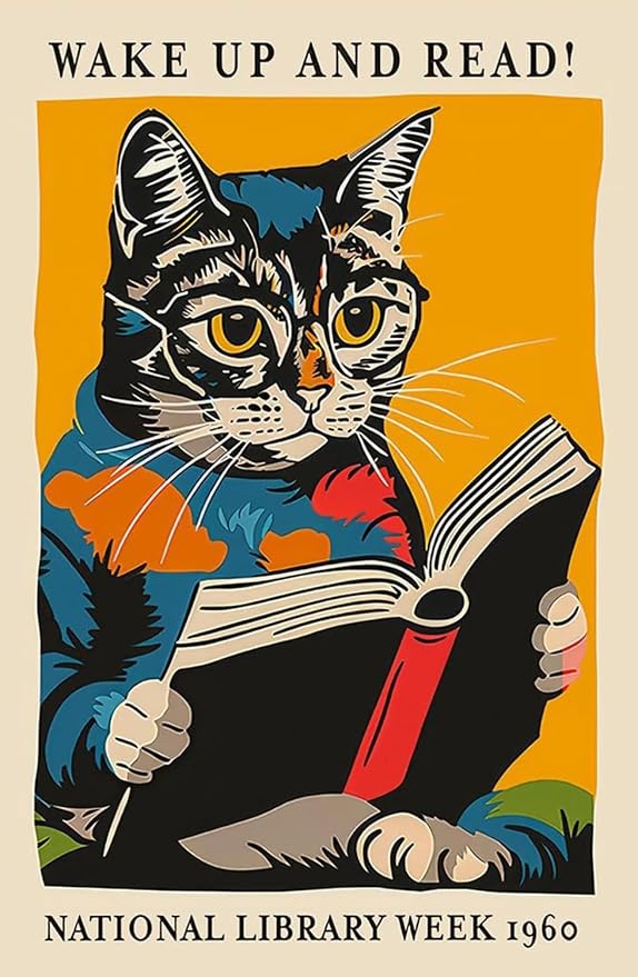 Diamond Art Kits for Adults,Reading Cat Diamond Painting Kits 12x16in