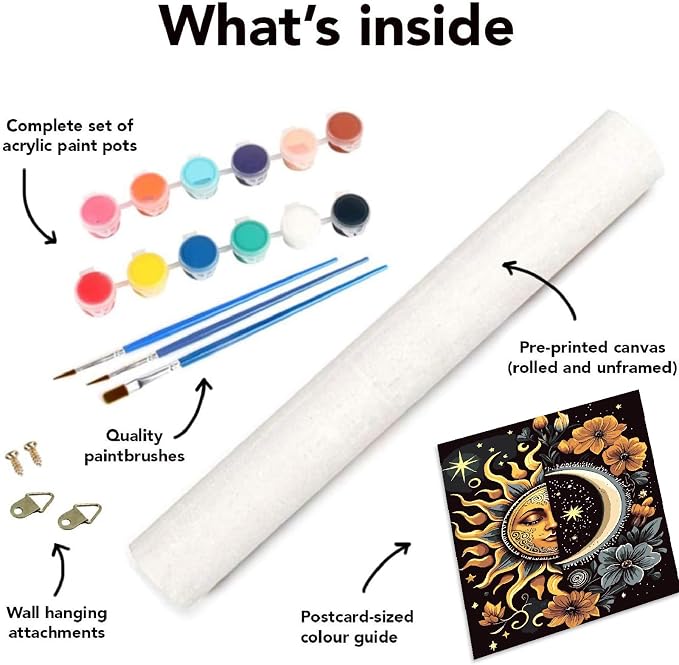 Celestial Body Paint by Numbers Kit for Adults Beginner with Framed,Sun and Moon Easy Adult Paint by Number Kits on Canvas DIY Painting for Beginners Art by Numbers for Home Wall Decor 10x12 Inch