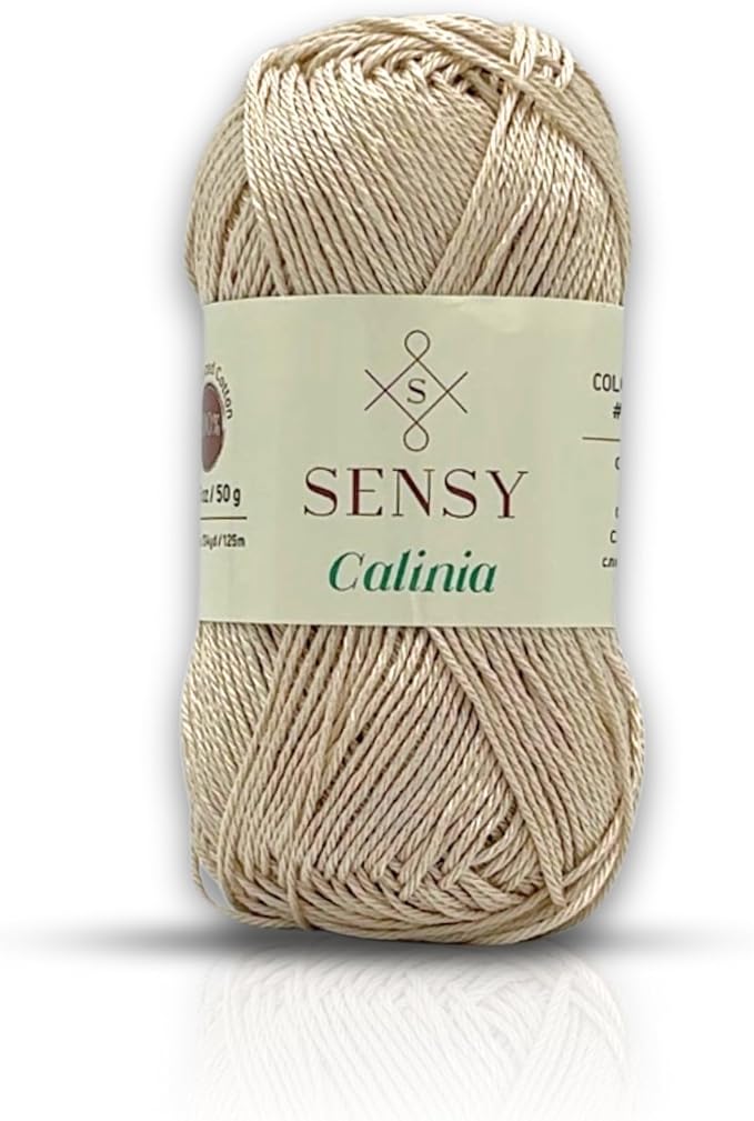 S Sensy Calinia - Mercerized Giza Cotton Amigurumi Yarn, Creamy, 131 Yards