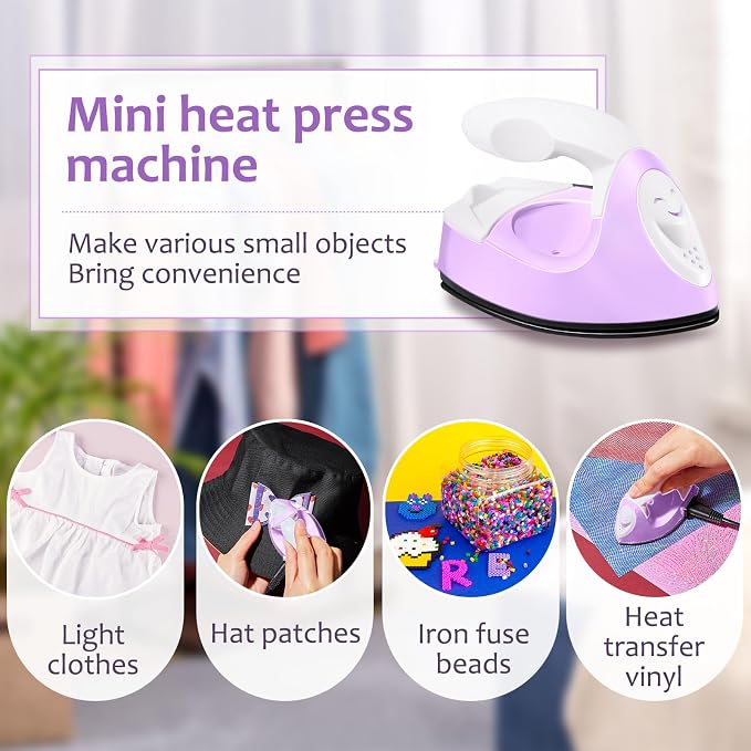 Honoson Mini Craft Iron with Charging Base Tiny,Light Purple