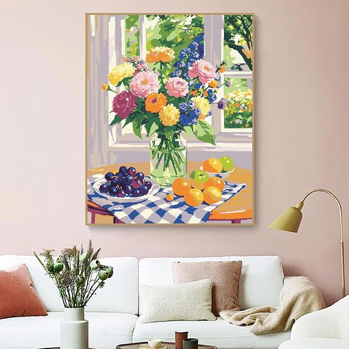 ZRIZQ Paint by Numbers Kit for Adults Beginner,Flowers,16x20
