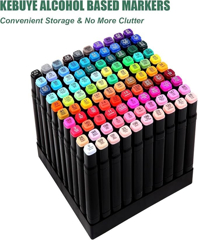 Art Marker Sets 100 Colors - Alcohol Based Markers Dual Tips Art Supply | Double Side Tips Marker with Blender for Drawing Sketching Coloring - Professional Permanent Markers for Kids Adult Artist