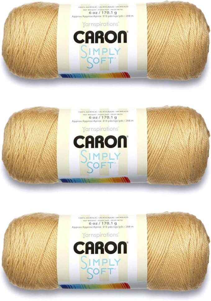 Caron Simply Soft Yarn for Crocheting & Knitting, Autumn Maize, 3-Pack | #4 Worsted Yarn, 100% Acrylic, Soft Crochet Yarn for Crocheting, Knitting, Garments & DIY Projects, 315yd, 170g/6oz per skein