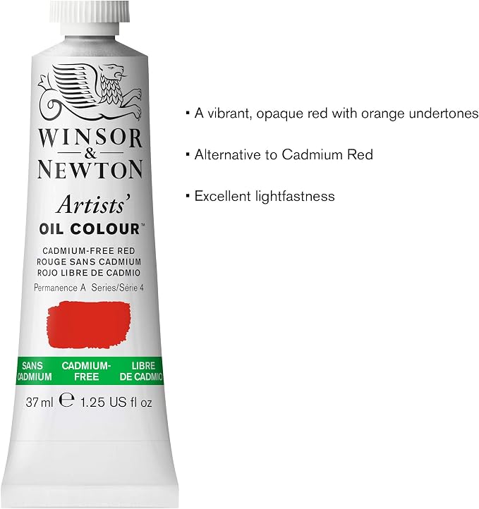 Winsor & Newton Artists' Oil Paint, 37ml Tube, Cadmium-Free Red