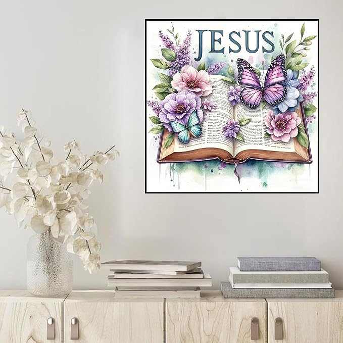 HHMATITS Jesus Diamond Art Kits for Adults, Book Diamond Painting Kits