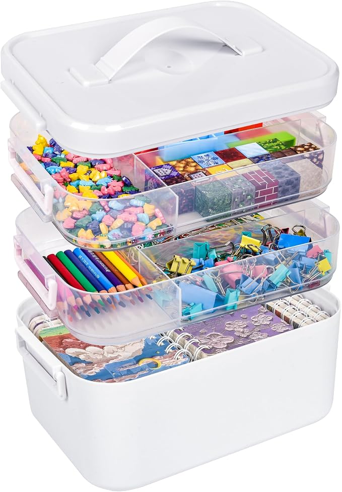 3-Tier Art Supply Storage Organizer with Adjustable Dividers