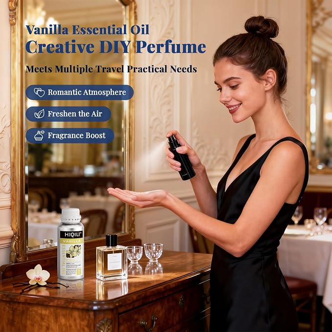 HIQILI Vanilla Essential Oil Bulk, Strong Scent for Candle Soap Making