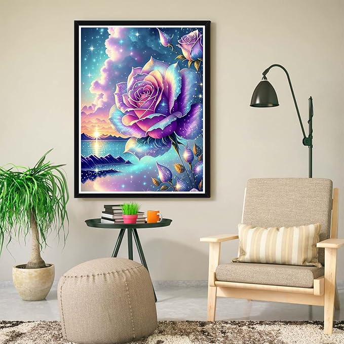 ijbnhd Diamond Art Kits for Adults, 5D Rose, Sunset, 12X16in