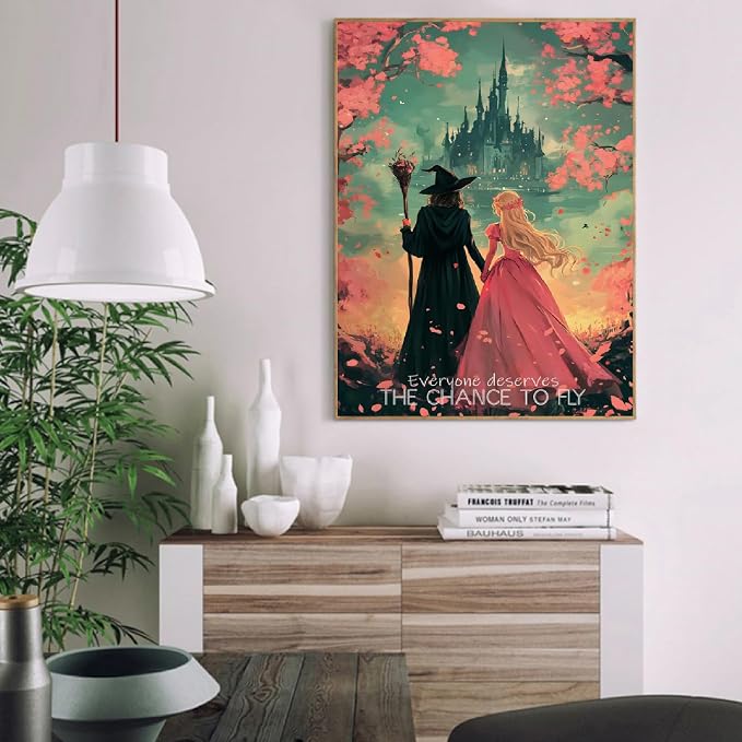 Witch Princess Paint by Numbers Kit for Adults Beginner with Framed | Easy Adult Paint by Number Kits on Canvas DIY Painting for Beginners Art by Numbers for Home Wall Decor 10x12 Inch