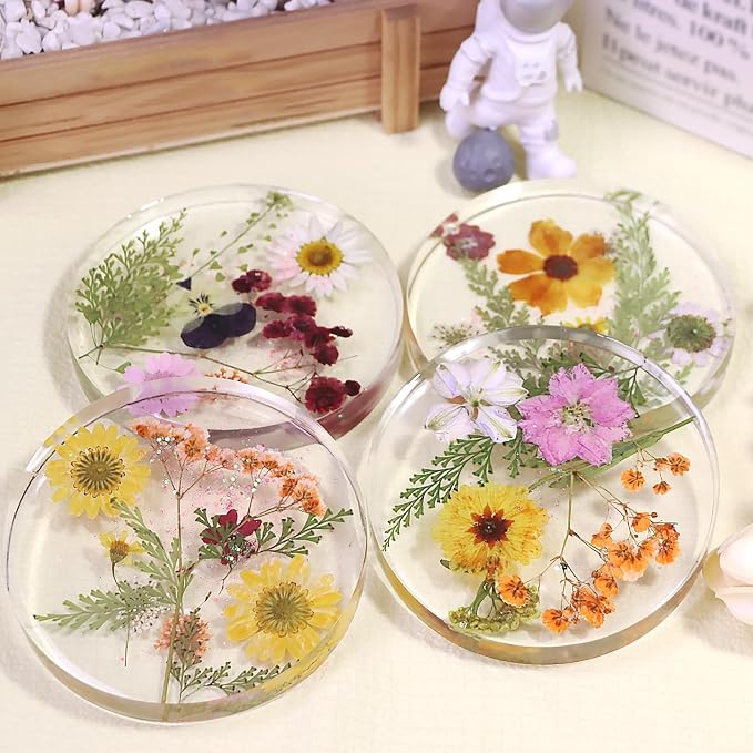 Sjubaopen Deep Round Resin Coaster Molds, 6 Cavity Thicken Round Silicone Coaster Molds for Epoxy Resin, DIY Crafts, Bouquet Preservation,Home Decoration