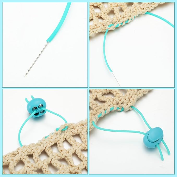 GliCraft 3 Pack Silicone Knitting Stitches Holder Barber Cord Stitch Markers Knit Stitches Keeper with Needle Stoppers in a Storage Tin for Craft
