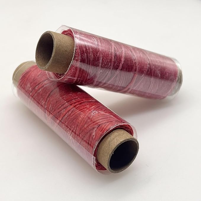 2 PCS Leather Sewing Waxed Thread, Each of 33 Yards 150D Sewing Thread Cord for Leather Craft DIY Supplies, Shoes Repairing, Deep Red and Red