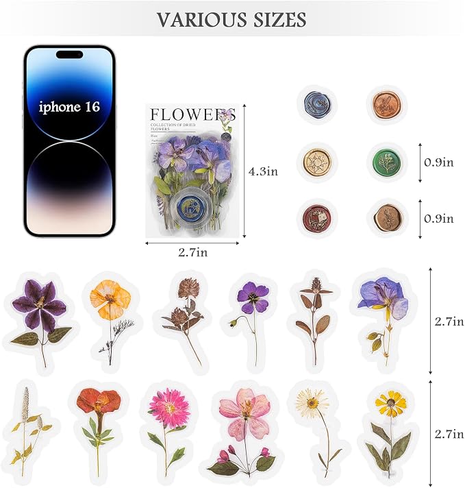 320PCS Pre-Cut Small Floral Stickers Set for Card Making