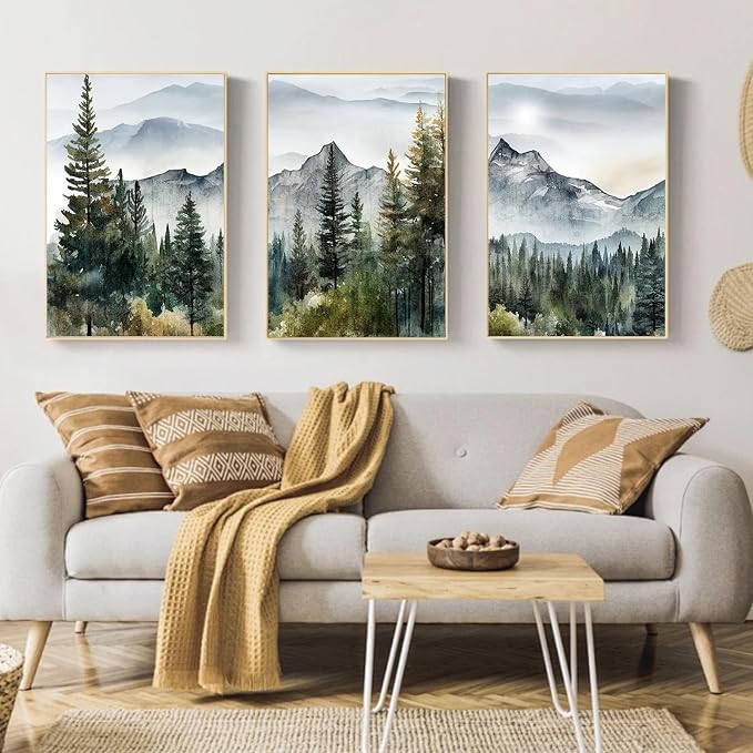 Mandun Landscape Paint by Numbers Kit for Adults, 3 Pack, 7.8x11.8 inch | DIY Painting Kits Crafts for Adults, Relieve Stress, Frame Canvas, Wooden Easel, Gift Box, Home Wall Decor