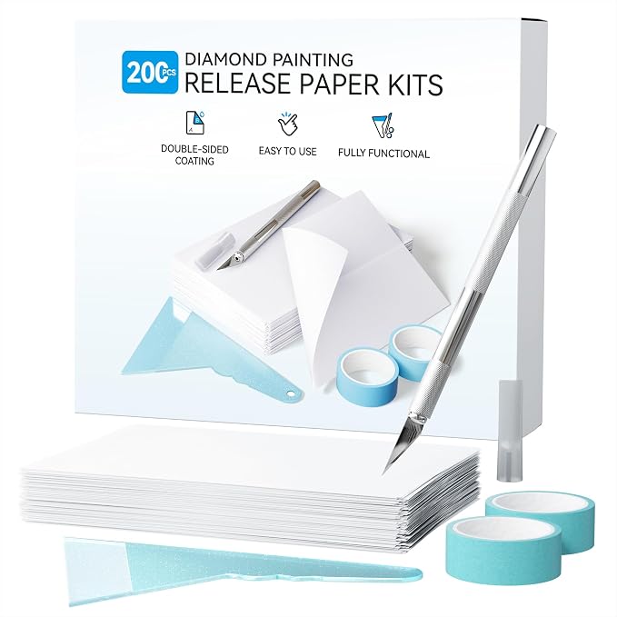 ARTDOT 200-Piece Double-Sided Non-Stick Release Paper for Diamond Art Kits for Adults, 15x10 cm Thickened Cover Replacement Sheets as Diamond Painting Accessories and Tools