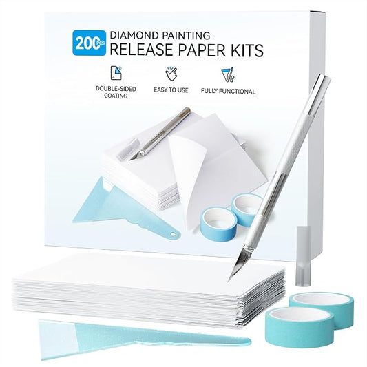 ARTDOT 200-Piece Double-Sided Non-Stick Release Paper for Diamond Art Kits for Adults, 15x10 cm Thickened Cover Replacement Sheets as Diamond Painting Accessories and Tools