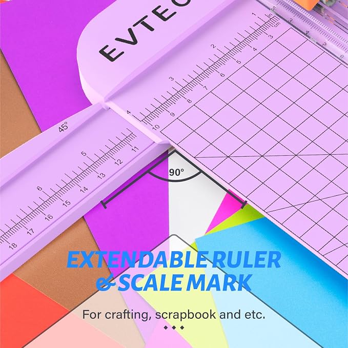 Evteck A4 Paper Cutter Slider Trimmer for Cardstock Photo Vinyl | 12 Inch, with Security Blade and Foldable Ruler, for Crafting Scrapbooking