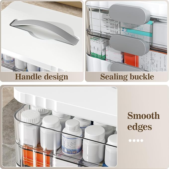 ARSTPEOE 3-Tier Medicine Organizer - Portable Medicine Cabinet with Handle