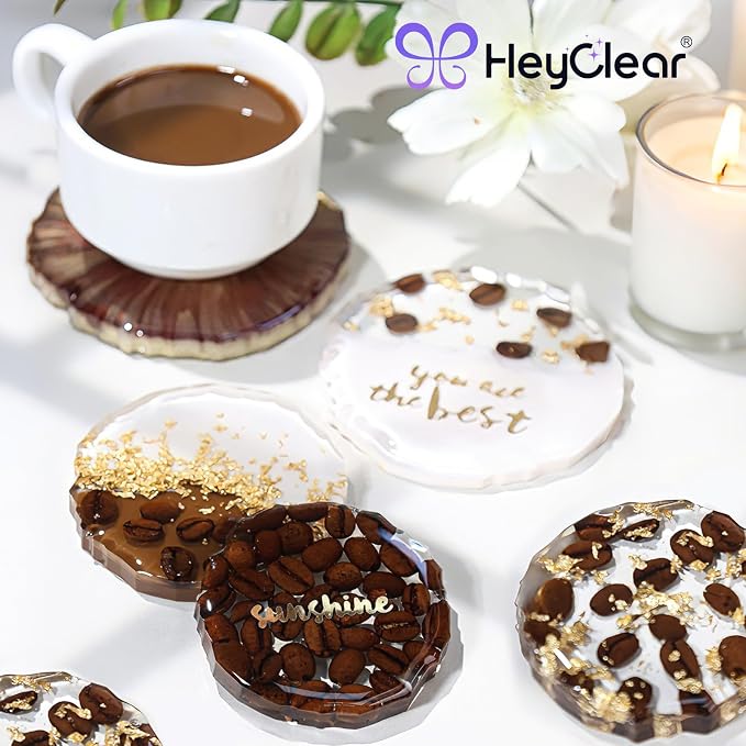 HeyClear 8-Cavity Coaster Resin Molds - 4 Different Diameter Wave Shaped Silicone Casting Molds for Epoxy Resin DIY Coasters & Resin Crafts