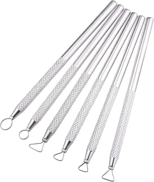DIYOOHOMY 6 Pcs Clay Sculpting Tools Set, Metal Polymer Clay Ribbon Loop Tool, Sgraffito Tools for Pottery Caving Trimming Scraper Craft Ceramic Modelling Tool Kit