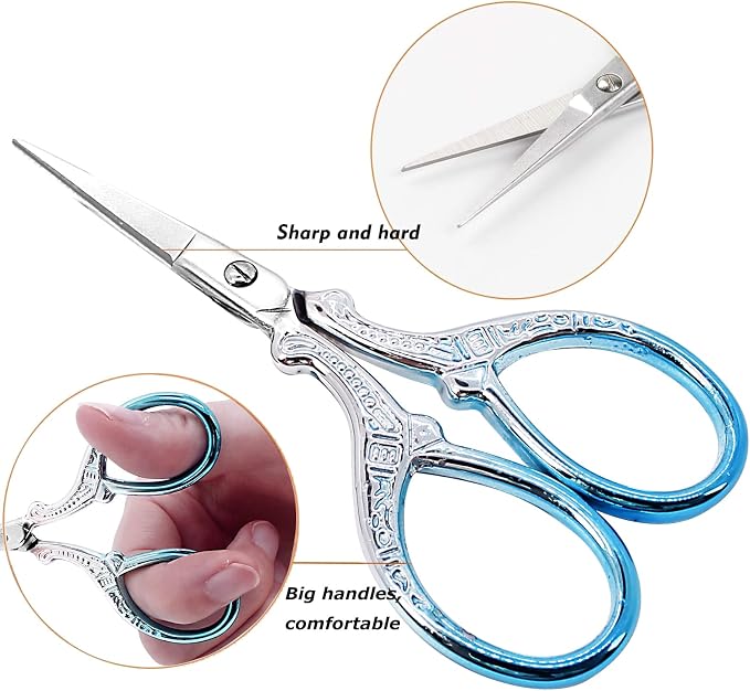 Small Sewing Scissors 3.6Inch Scissors with Leather Scissor Cover | Embroidery Scissors Stainless Steel Sharp Dressmaker Shears Scissor for Needlework DIY Craft Thread Cutting Multi Purpose
